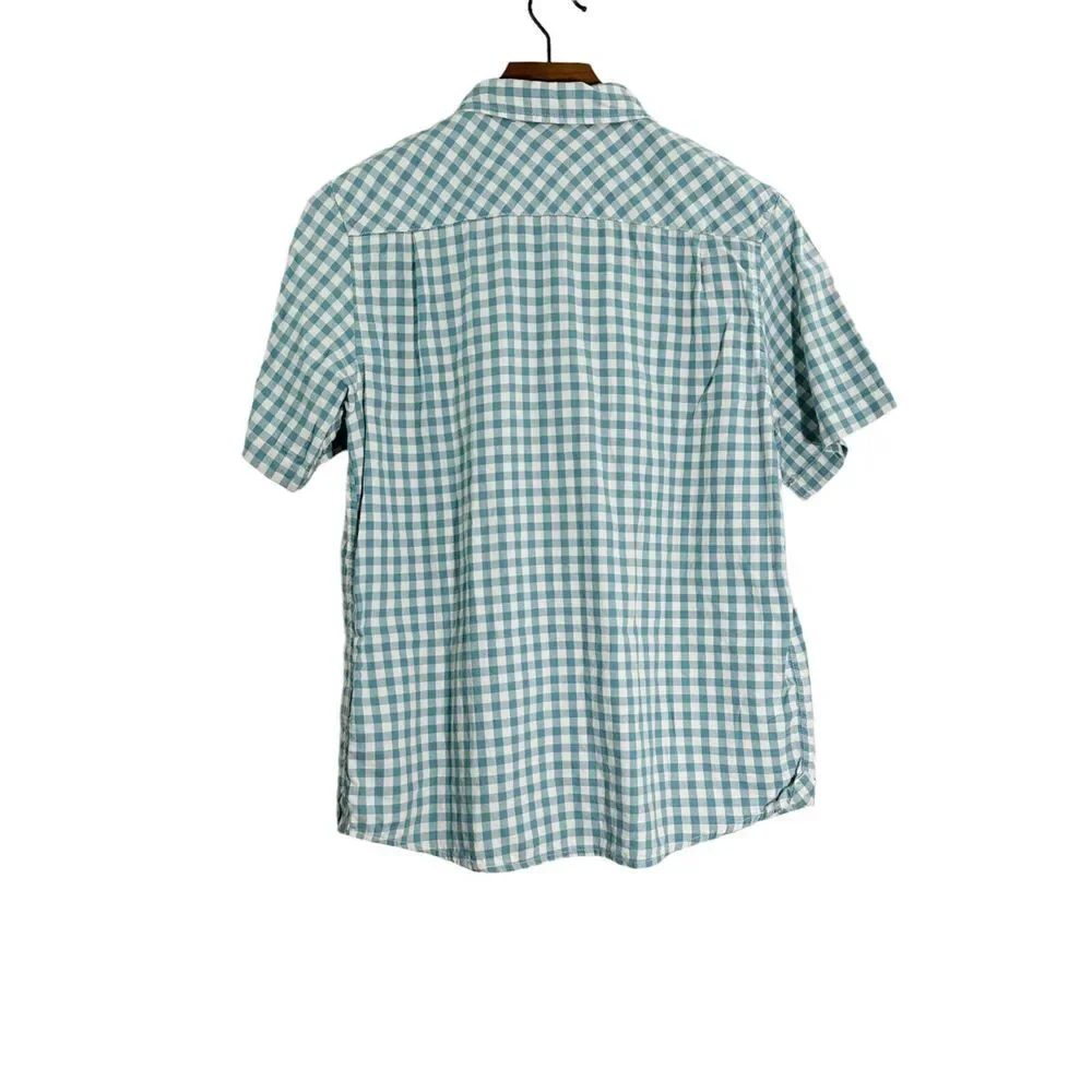 The North Face Men's Short Sleeve Blue Check Button Up Shirt‎ Size M Casual